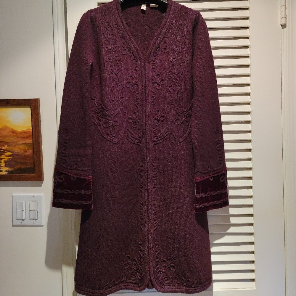 Anthropologie Artisan Brocade Sweater Coat